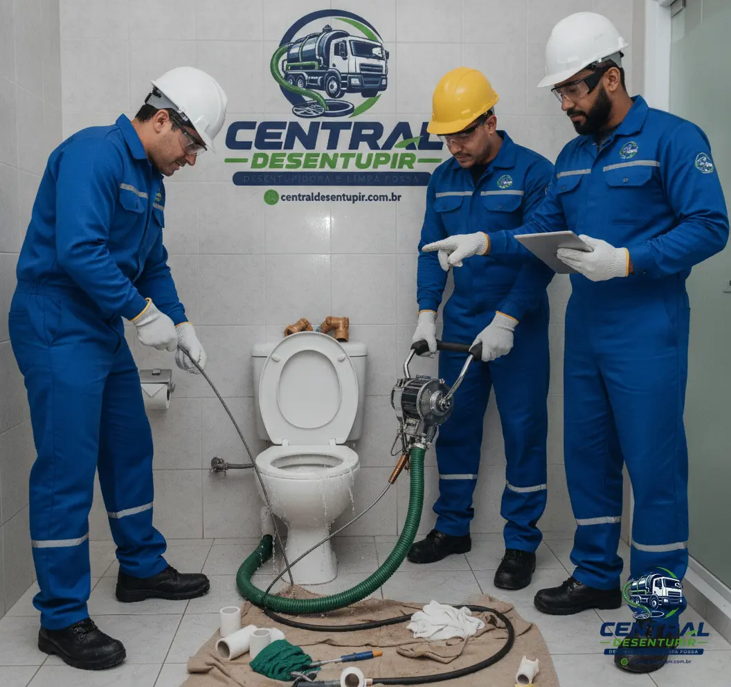 Fotografia profissional ilustrando cenario desentupimento de vaso sanitario com foco em soluções inteligentes no nicho de servicos locais engenharia.